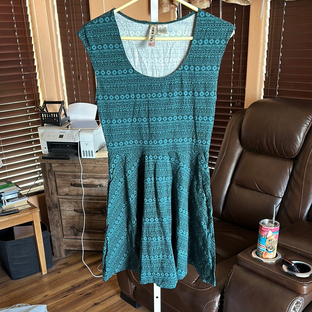 MINI CHICA Teal Patterned Women's Dress
